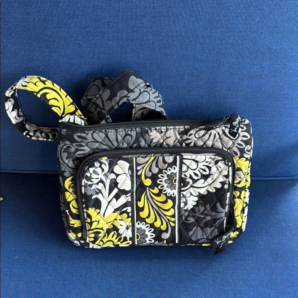 Vera Bradley Quilted Black and Yellow Crossbody Bag